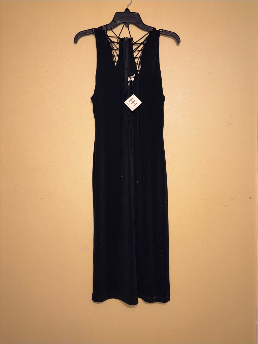 Nwt Haute Hippie Hh Small Black Lined Midi Boho Women's Dress